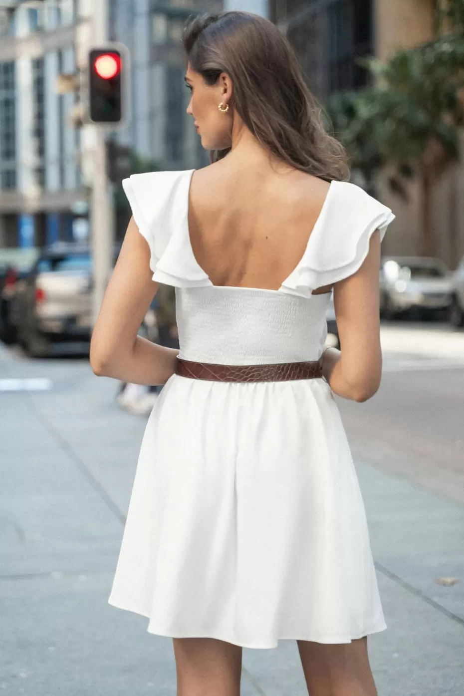 Cheap Cupshe Ruffled V-Neck Mini Dress White