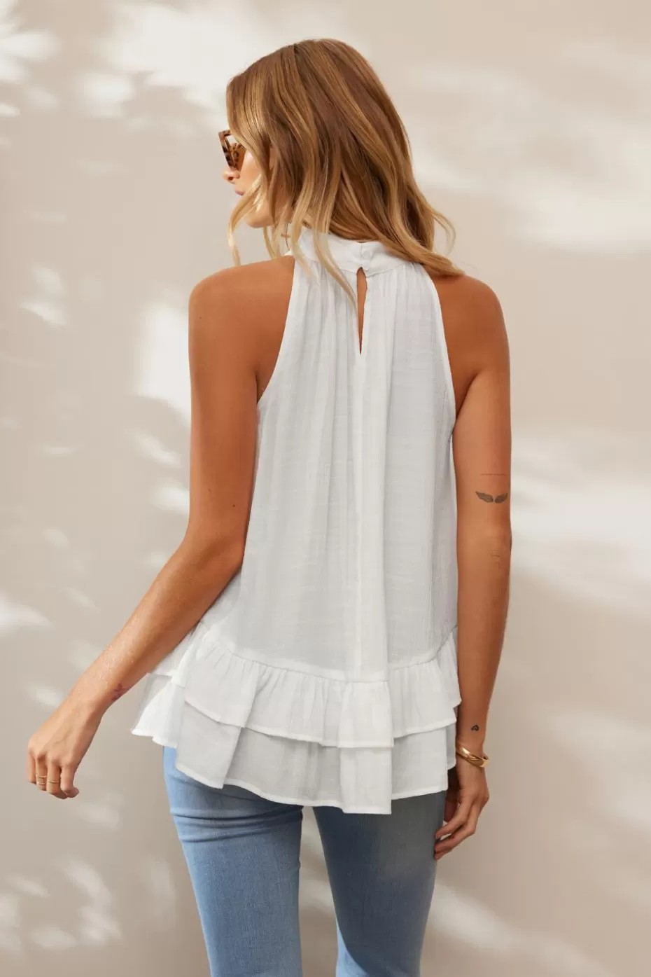 Cheap Cupshe Sleeveless Turtleneck Blouse White