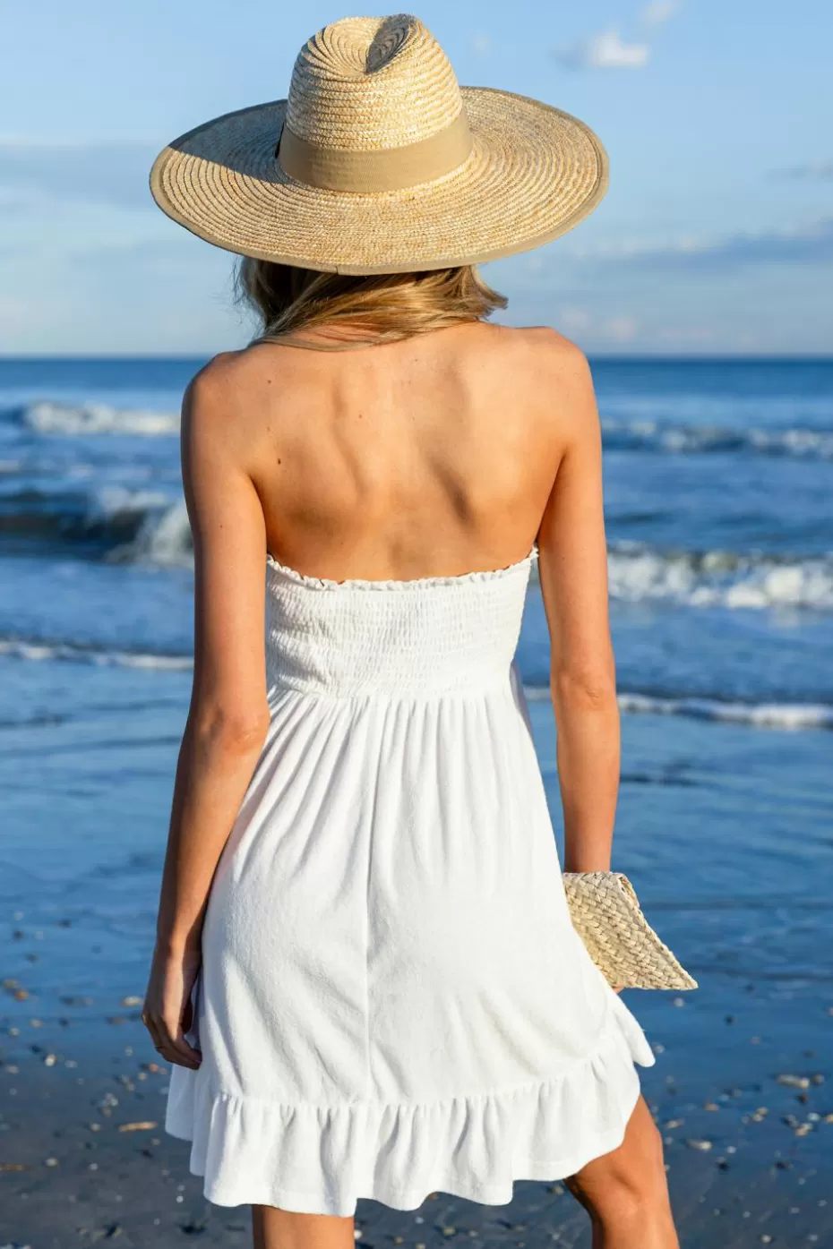 Shop Cupshe White Smocked Bodice Tube Top Cover-Up Dress White-White