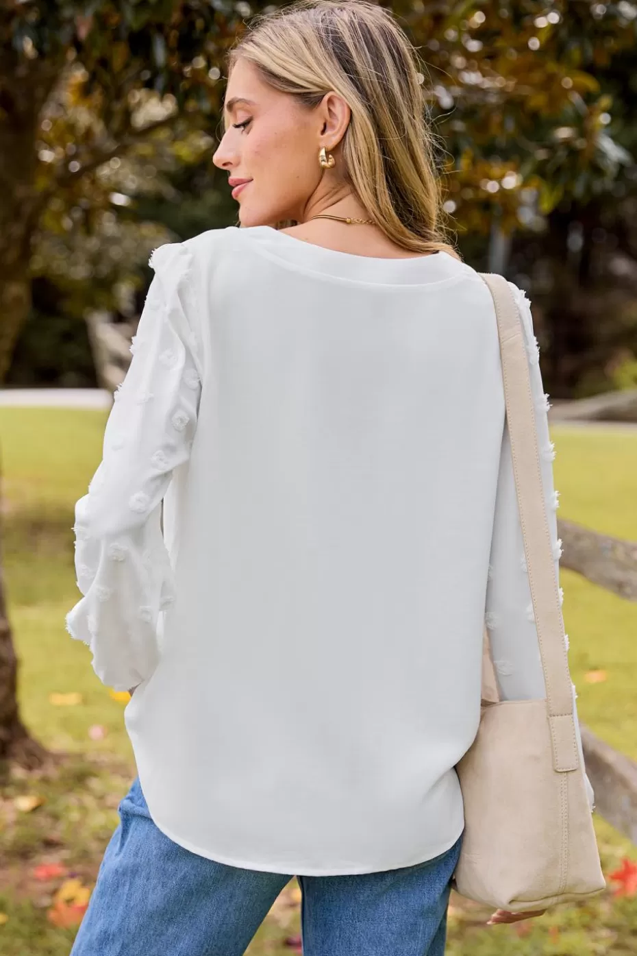 Flash Sale Cupshe V-Neck Long Sleeve Blouse White