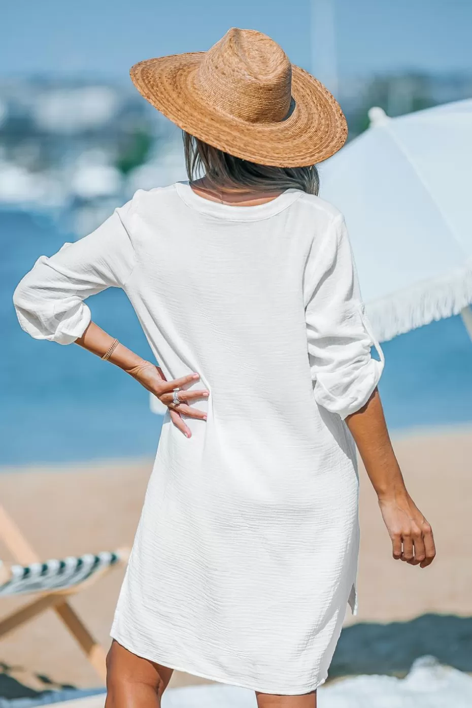 Clearance Cupshe Woven High-Low Cover-Up White
