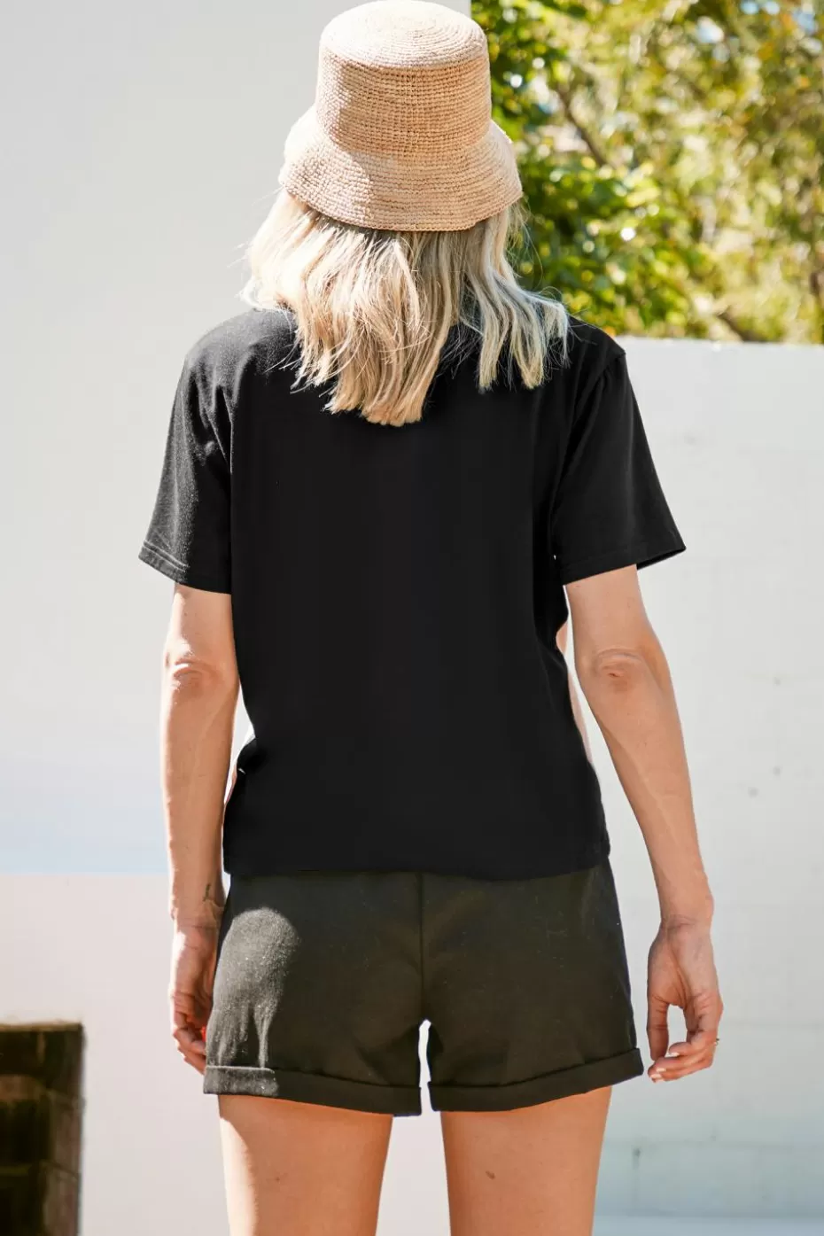 Shop Cupshe Zebra Print Round Neck Tee Black